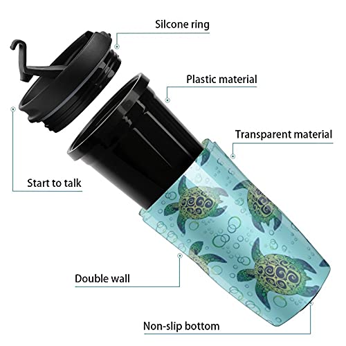 Vaso de viaje con patrón de tortugas marinas taza de café de plástico con tapa doble pared aislada con diseño patrón de… - Imagen 4