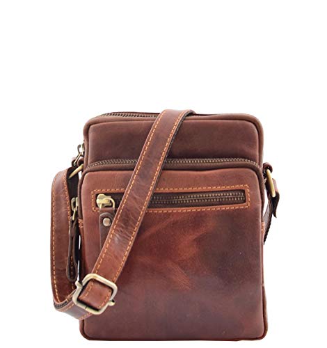 Sac en cuir marron de qualité supérieure Cooper avec finitions zippées