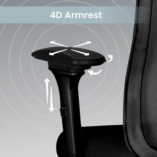 Image of ASTRIDE Erizo Ergonomic Office Chair for Work | Smart 3 Position Multilock Mechanism | 4D Soft Armrest | Adjustable Headrest & Lumbar Support | 3 Years Warranty | Heavy Duty Metal Base [Black-Grey]