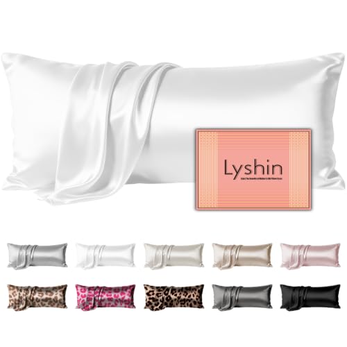 Image of LYSHIN Silk Body Pillow Case with Zipper, Body Pillow Pillowcase, White