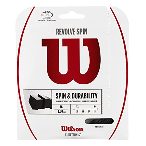 Wilson Revolve Spin 16 Gauge Black Color Poly (Polymer) Tennis String 2-Pack (2 Sets Per Order) - Best String for Durability and Spin