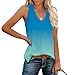 V Neck Tank Tops for Women Casual Fashion Gradient Print Loose Sleeveless Summer T Shirts Side Split Tunic Blouse