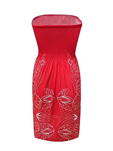 Image of Zyyfly Tube Top Dress Women Summer Beach Coverup Stretch Smocked Strapless Dress