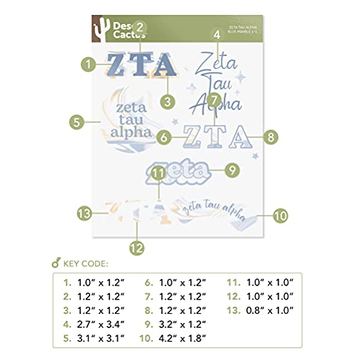 Zeta Tau Alpha Sorority Sticker Vinyl Decal Laptop Water Bottle Car Zeta (Marble Sheet) #TOP2
