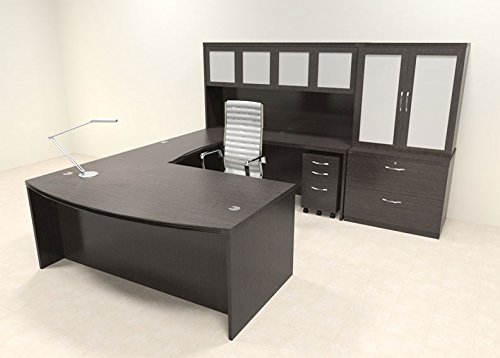 7pc Modern Contemporary U Shape Executive Office Desk Set RO-ABD-U15