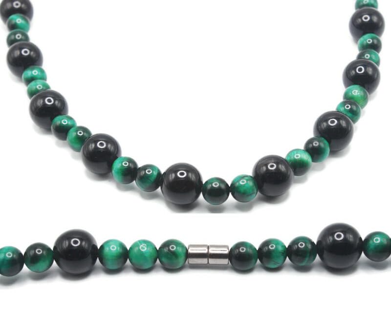 Auras by Osiris Men's Healing Crystal Necklace - 16/19/24/30 Inch Beaded Chains with 6/8/10/12/14/16mm Gemstones Handmade in USA