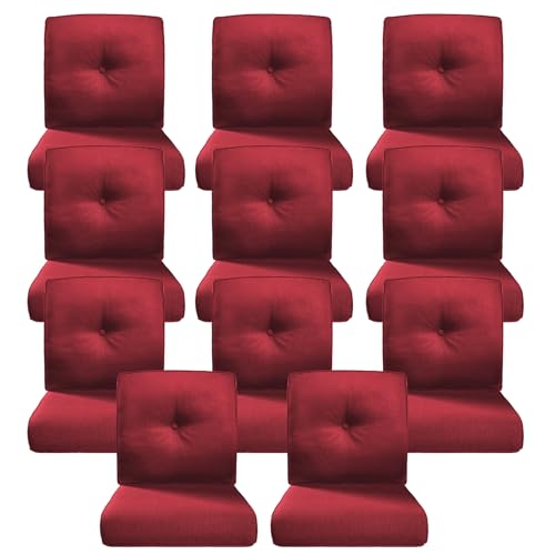 Image of Luxury 4 inch Thick Outdoor Cushion Set of 11 - 22x24 Patio Furniture Cushions with 28D High-Density Foam, Water-Resistant & Fade-Resistant Fabric, Removable Covers for Patio Furniture Sofa Couch -Red