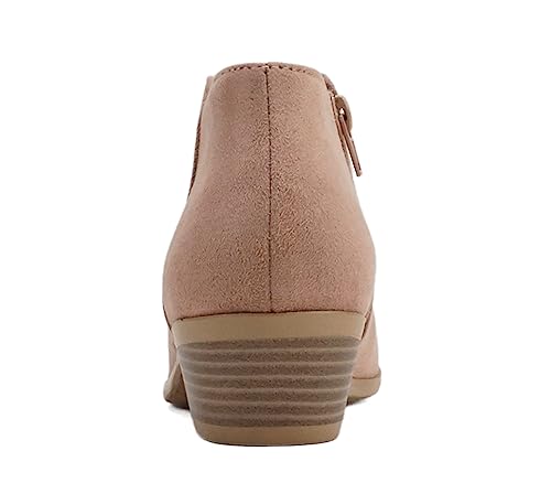 Image of Soda Women's Mug Round Toe Faux Suede Stacked Heel Western Ankle Bootie