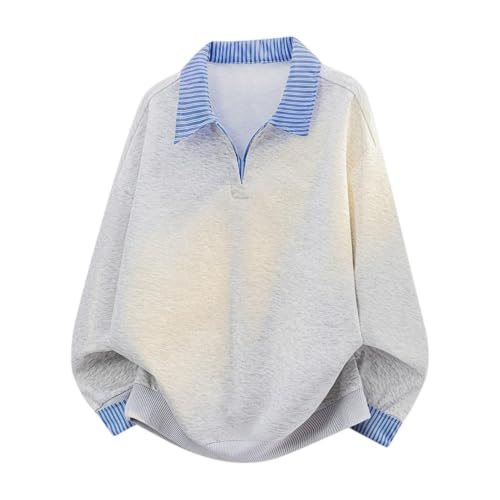 Sweat-shirt col superposé en coton de qualité pull ample homme