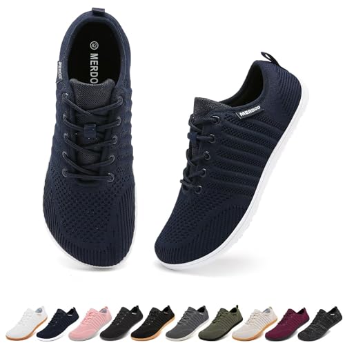 Merdoo Barfußschuhe Damen Herren Barfussschuhe Breite Barfuss Schuhe Barfuß Sneaker Barefoot Shoes Wildling Schuhe Fitnessschuhe Walkingschuhe Bequeme Leicht Atmungsaktiv Blau 45