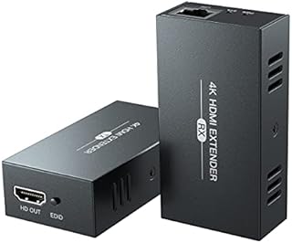 HDMI Extender 50m/164ft with Local Loop Out, Over Cat 5/5e/6/7 Extend Full HD 1080P@60Hz POE EDID Transmitter + Receiver