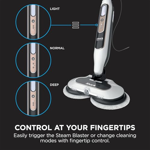 Image of Shark Steam & Scrub S8201IN Steam Mop | Automatic Steam & Scrub with Steam Blaster | 4 Rotating Washable Power Pads | 3 Steam Settings | LED Headlights | Swivel Steering | For Sealed Hard Floors