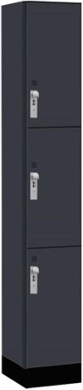 Salsbury 12" Wide Premier Wood Locker-Triple Tier-1 Wide-6 Feet High-15 Deep-Carbon Mesh-Silver Hasps