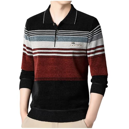 Men's Pullover Sweaters Retro Lapel Jersey Winter Thick Fleeced Sweaters Elegant Knitted Sweaters