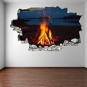 3D-look muur sticker Vlam muur doorbraak muurschildering sticker sticker muur sticker 75X113cm