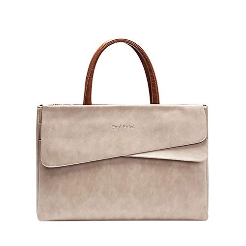 Women's Briefcase Leather Big Work Portable 15 15.6 Laptop Handbags Business Shoulder Bag Waterproof Large Capacity Computer Protection Tote Bag-khaki-15.6inches
