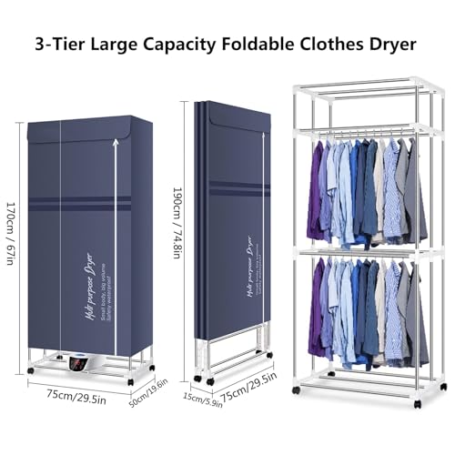 Séchoir à vêtements électrique gain de place pour sécher 20kg de linge - 2