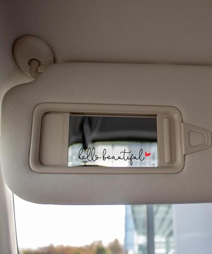 Image of RACOONA Rearview Mirror Decal,Hello Beautiful Decal,Car Accessories Stickers Rearview Mirror Sticker (Black&Red)