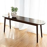 Cttasty Entryway Bench, Solid Wood Dining Bench, Midcentury End of Bed Bench w/Rounded Corner, Outdo