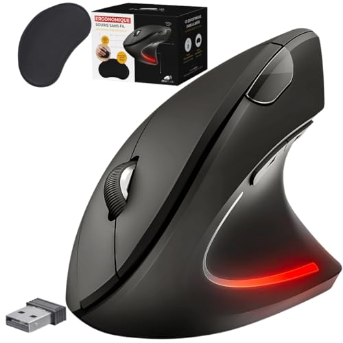 Souris Stylo Sans Fil USB - Design Ergonomique, 1600 DPI, Couleur Grise - Pour Ordinateur Portable Et Bureau - 8
