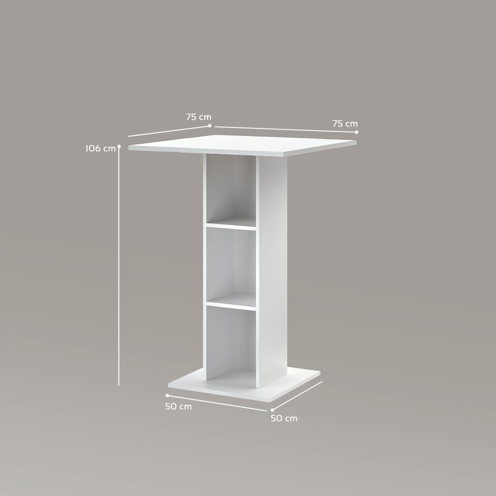 Livinity Tavolo da bar Regusa, Bianco, 75 x 75 cm