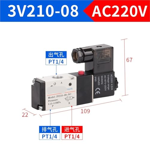 Électrovanne 3V310-10NC AC220V normalement fermée à haute réactivité - 7