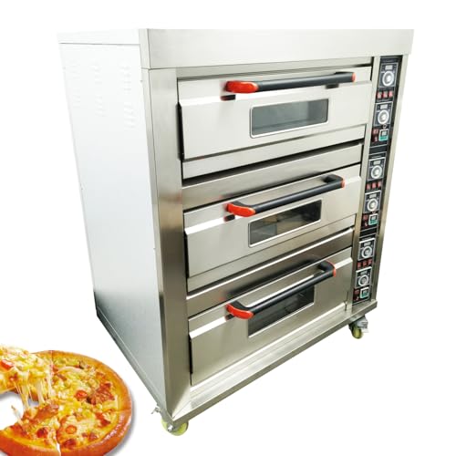 WYDDDARY Electric Triple Pizza Oven up to 400? Stainless Steel Commercial Movable Large Pizza Oven with 6 Baking Sheets for Pizza, Cookies,Bread, Cake,All kinds of Meat AC220V