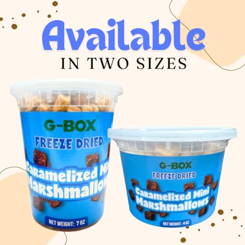G-BOX Freeze Dried Marshmallows, Mini Caramel Marshmallows, Mini Marshmallows, Fat-free Christmas Candy, TikTok Trend Items, Perfect Halloween marshmallows(Medium, Caramel CrispyMallows)