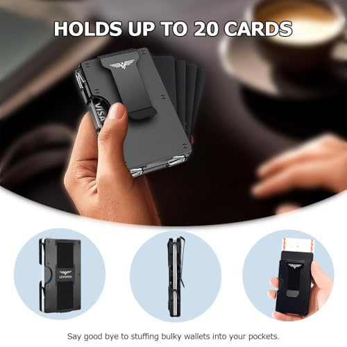 Wallets for Men - Metal Wallet with Money Clip, Slim Minimalist Compact Wallet, RFID Protected Card Holder with Cash Strap3