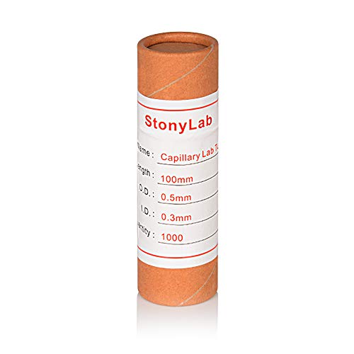 StonyLab Glass Capillary Tubes, 100mm Micro Glass Pipettes Capillary Transfer Tube with 0.3mm ID and 0.5mm OD for TLC Spotting, Pack of 1000