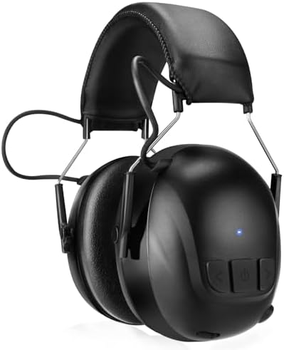 Kalence Bluetooth 6.0 Hearing Protection with 120H Working Time, 30dB Safety Earmuffs, Rechargeable Ear Protection Headphones with Mic for Mowing, Workshops, Construction, Snowblowing, Black