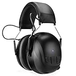 Bluetooth 5.4 Hearing Protection with 120H Working Time, 1200mAh Rechargeable Battery Ear Protection Headphones, 30dB Bluetooth Earmuffs for Lawn Mowing, Workshops, Construction, Snowblowing, Black
