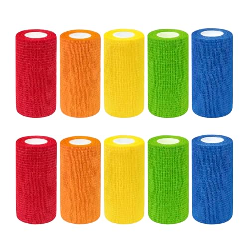 10 Pack Self Adhesive Cohesive Bandage 10cm x 4.5m Vet Wrap