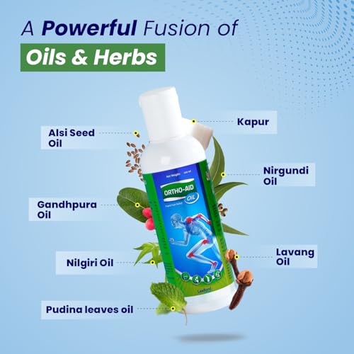 Ortho Aid Ayurvedic Pain Relief Oil for Muscle, Shoulder, Knee, Joint, Back & Body Pain | Non-Sticky, Arthritis Joint Hiran Pain Relief Oil 100ml