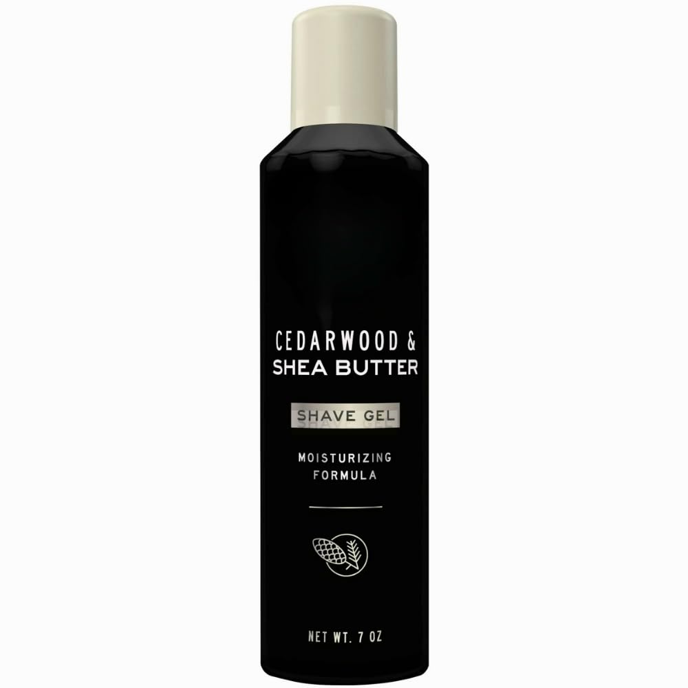 Cedarwood Shea Butter Shave Gel for Men 7 oz Smooth Glide Formula for Daily Grooming Rich Lathering Gel