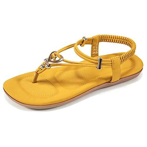 Image of Alicegana Women's Summer Sandals Bohemian Beaded Ankle Walking Strap Casual Flip Flops Ladies Sexy Flats Comfortable Shoes