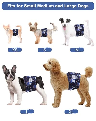 Image of CuteBone Dog Diapers Male 4 Pack Puppy Wraps Reusable Doggie Belly Bands for Male Dogs Small Medium Large