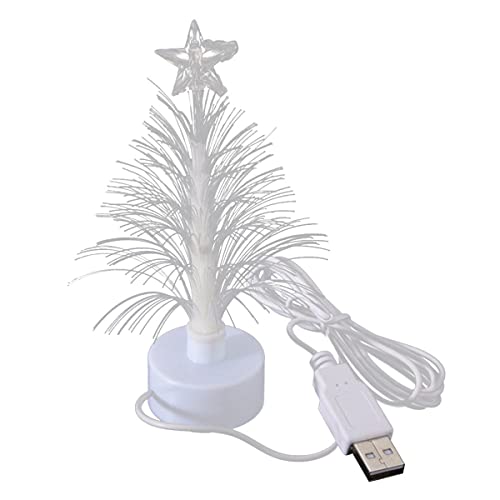 USB Power Muti-Colour Desk Glowing Fiber Optic LED Christmas Tree LED Light Glowing Lights for 5 INCH Mini 7 Colors with Top Star Light Christmas Xmas Holiday Decoration