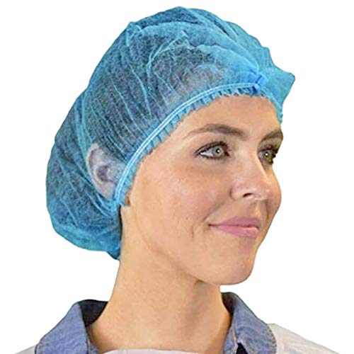 Disposable Bouffant Caps Hair Net Cap 100 Pcs 21inches Elastic Mob Caps for Food Service, Sleeping Head Cover, Factory Warehouse Worker, Beauty (Blue) - Thumbnail 2
