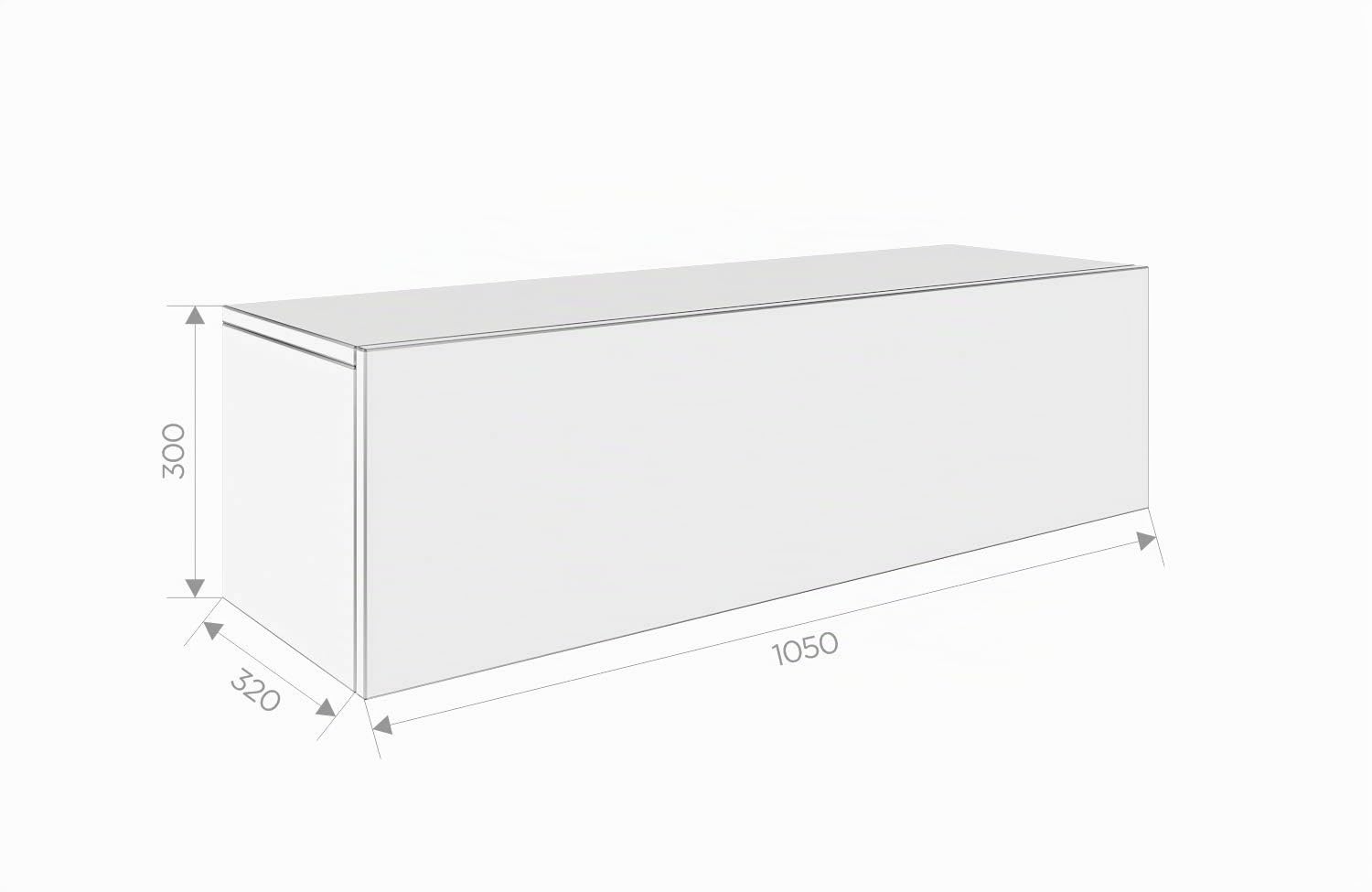 RODRIGO TV Lowboard Hängeboard TV Board Schrank mit Hochglanz 105 cm breit (korpus matt weiß + Front weiß matt)