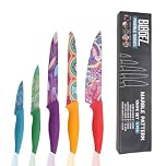 Bladez Professional Kitchen Knife Set, 5 Pcs Stainless Steel Kitchen Knives Set with Ultra Sharp Blade and Soft Handle, Includes Chef, Bread, Carving, Utility and Paring Knife, All in a Gift Box