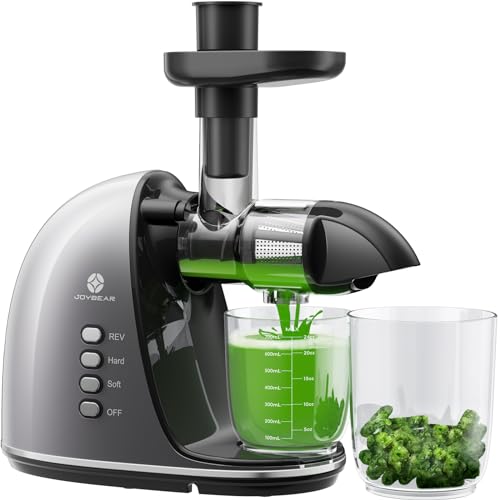 Cold Press Juicer Machines for Vegetables and Fruits, Slow Masticating Juicer Easy to Clean with Reverse Function, Celery Juicer, BPA-Free, with Brush and Recipes, Silver