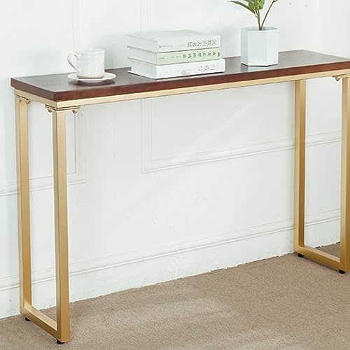 Mesa consola estrecha moderna de 80 cm, mesa de entrada y sofá en madera y metal 2