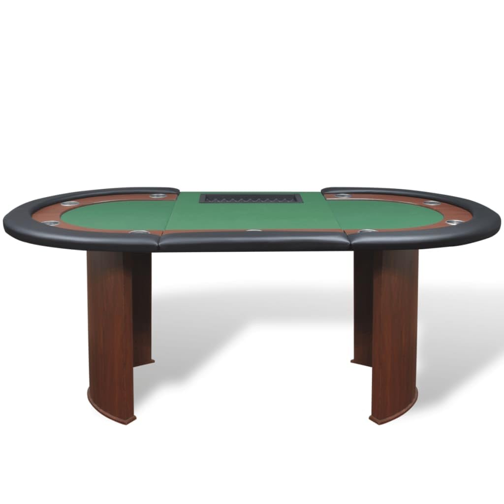 Home-Tables, tavolo da poker e giochi, tavolo da poker per 10 giocatori con area dealer e vassoio per fiches, verde