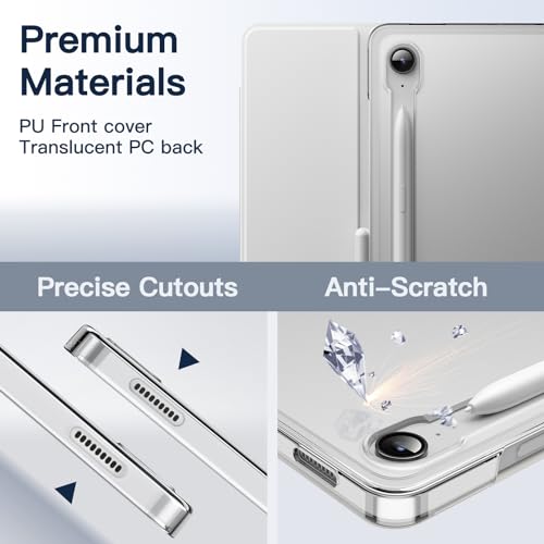 Image of JETech Case for Samsung Galaxy Tab S10 Lite / S10 FE / S9 FE 10.9-Inch, Slim Translucent Back Tri-Fold Stand Protective Tablet Cover, Support S Pen Charging, Auto Wake /Sleep (Silver)