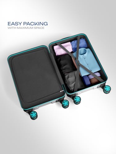 Image of Safari Astra Neo 8 Wheels Set of 2 (Cabin + Medium) Trolley Bags, Hard Case Polycarbonate, 360 Degree Wheeling Luggage for Men & Women, Travel Bag Suitcase for Travel, Silver