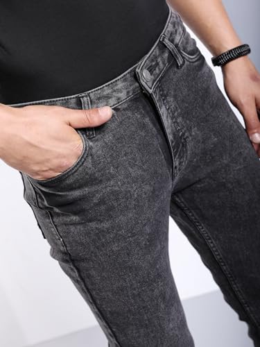 Image of The Indian Garage Co Men Bootcut Solid Mid-Rise Stretchable Jeans