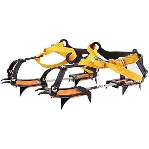 NAMVO 10 Teeth Comes with Snowboard Welding Chain Stainless Steel Crampons Outdoor Ski Ice Hiking Climbing Adjustable Length Cover