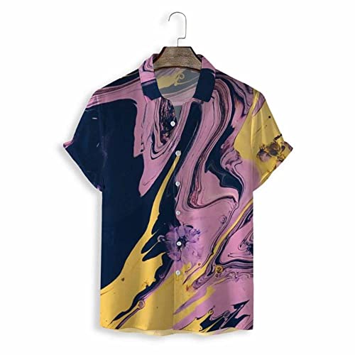 Chemise Hawaïenne homme rose pastel motif abstrait vêtement plage été