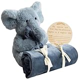Baby Lovey Super Soft Large Fabric Security Blanket Newborn Snuggler Plush Toy Stuffed Animal Cuddle Nursery Essentials Loveys for Babies Girl Boy Infant Gift Toddler Blankie 19.6 Inch Blue Elephant
